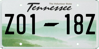 TN license plate Z0118Z