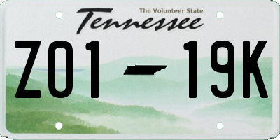 TN license plate Z0119K