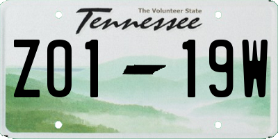 TN license plate Z0119W