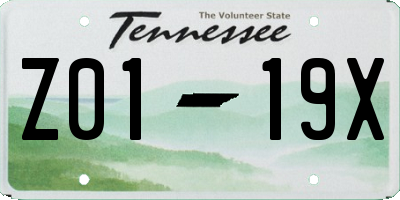TN license plate Z0119X