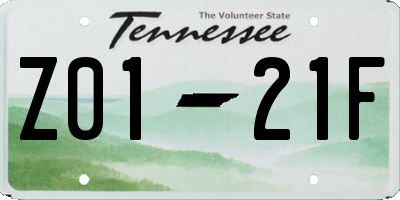 TN license plate Z0121F