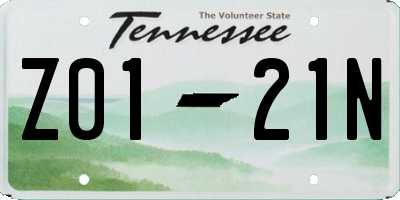 TN license plate Z0121N