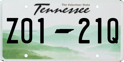 TN license plate Z0121Q