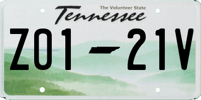 TN license plate Z0121V