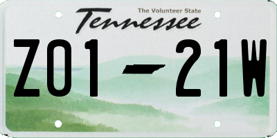TN license plate Z0121W
