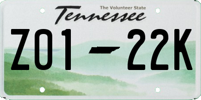 TN license plate Z0122K