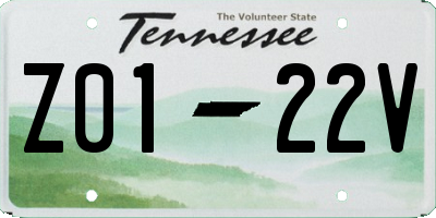 TN license plate Z0122V