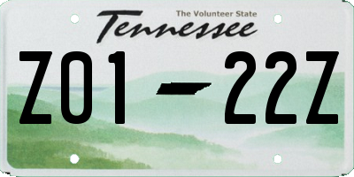 TN license plate Z0122Z