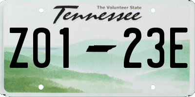 TN license plate Z0123E