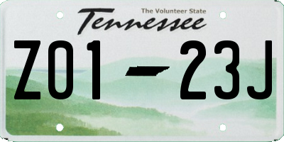 TN license plate Z0123J