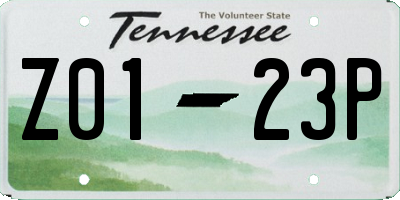 TN license plate Z0123P