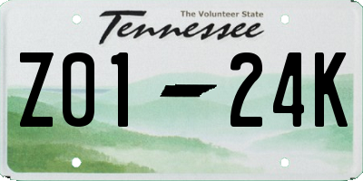 TN license plate Z0124K