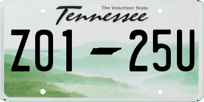 TN license plate Z0125U