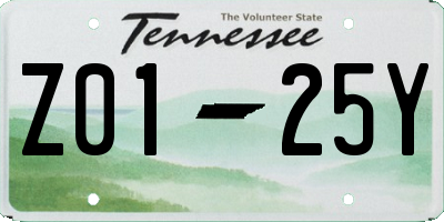 TN license plate Z0125Y