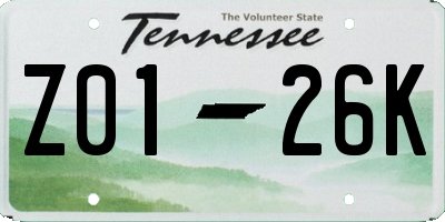 TN license plate Z0126K
