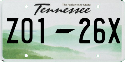 TN license plate Z0126X
