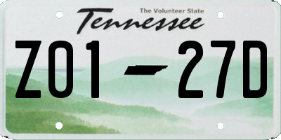 TN license plate Z0127D