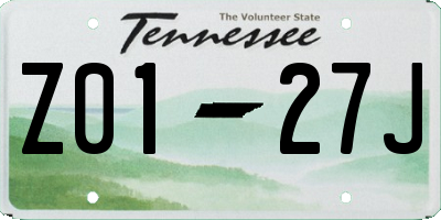 TN license plate Z0127J