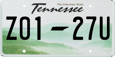 TN license plate Z0127U
