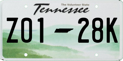 TN license plate Z0128K