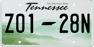 TN license plate Z0128N