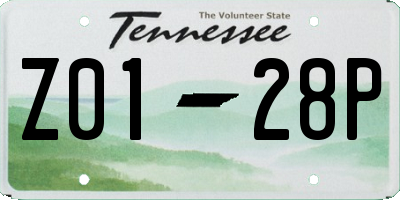 TN license plate Z0128P