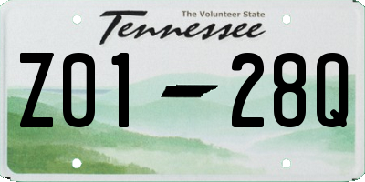 TN license plate Z0128Q