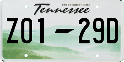 TN license plate Z0129D