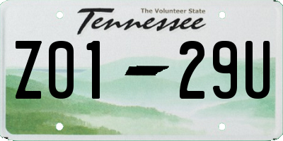 TN license plate Z0129U
