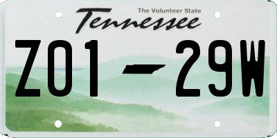 TN license plate Z0129W