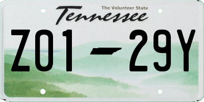 TN license plate Z0129Y