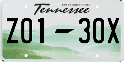 TN license plate Z0130X