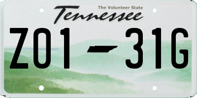 TN license plate Z0131G