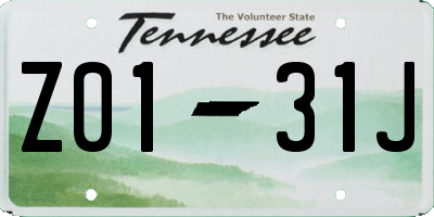 TN license plate Z0131J