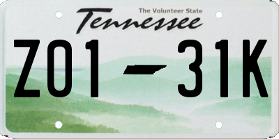 TN license plate Z0131K