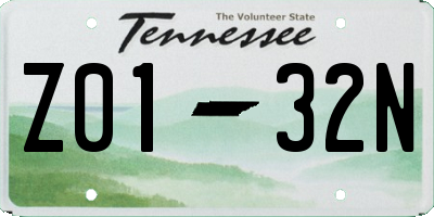 TN license plate Z0132N