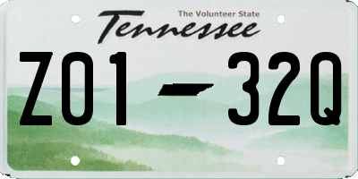 TN license plate Z0132Q