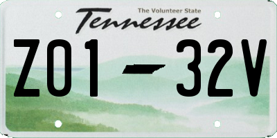 TN license plate Z0132V