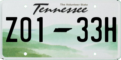 TN license plate Z0133H