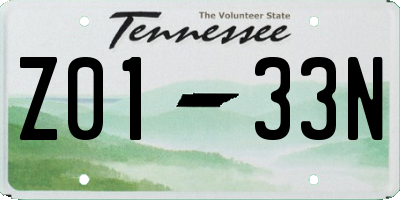 TN license plate Z0133N