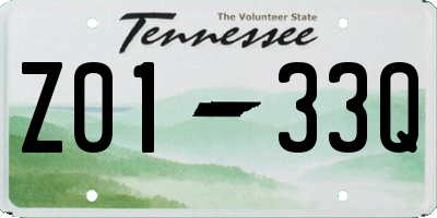 TN license plate Z0133Q