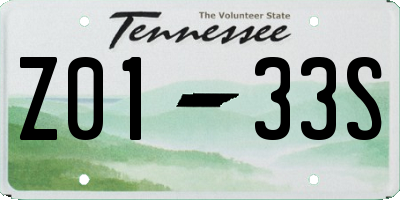 TN license plate Z0133S