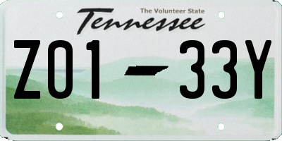 TN license plate Z0133Y