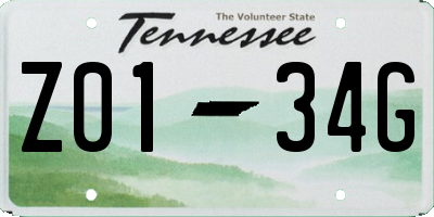 TN license plate Z0134G