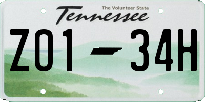TN license plate Z0134H