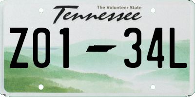 TN license plate Z0134L