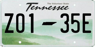 TN license plate Z0135E