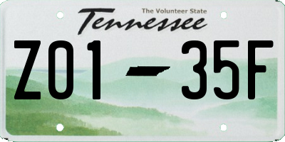 TN license plate Z0135F