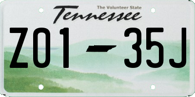 TN license plate Z0135J