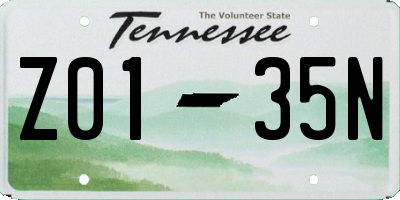 TN license plate Z0135N